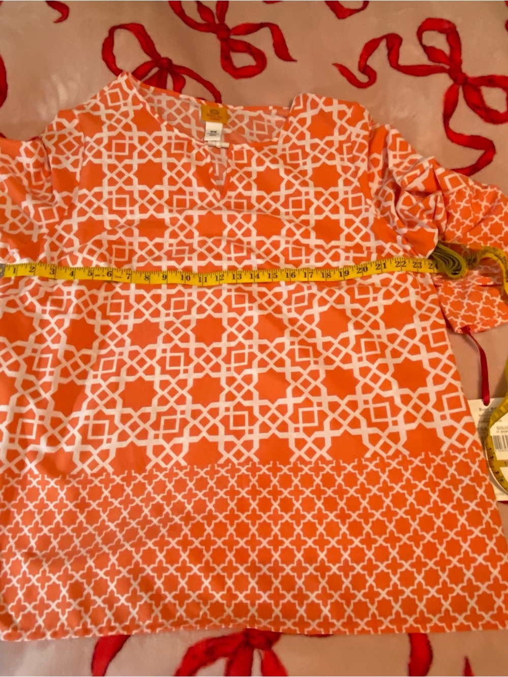 Ruby Rd. Orange and White Geometric Top - Picture 5 of 11